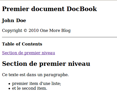 Exemple DocBook HTML